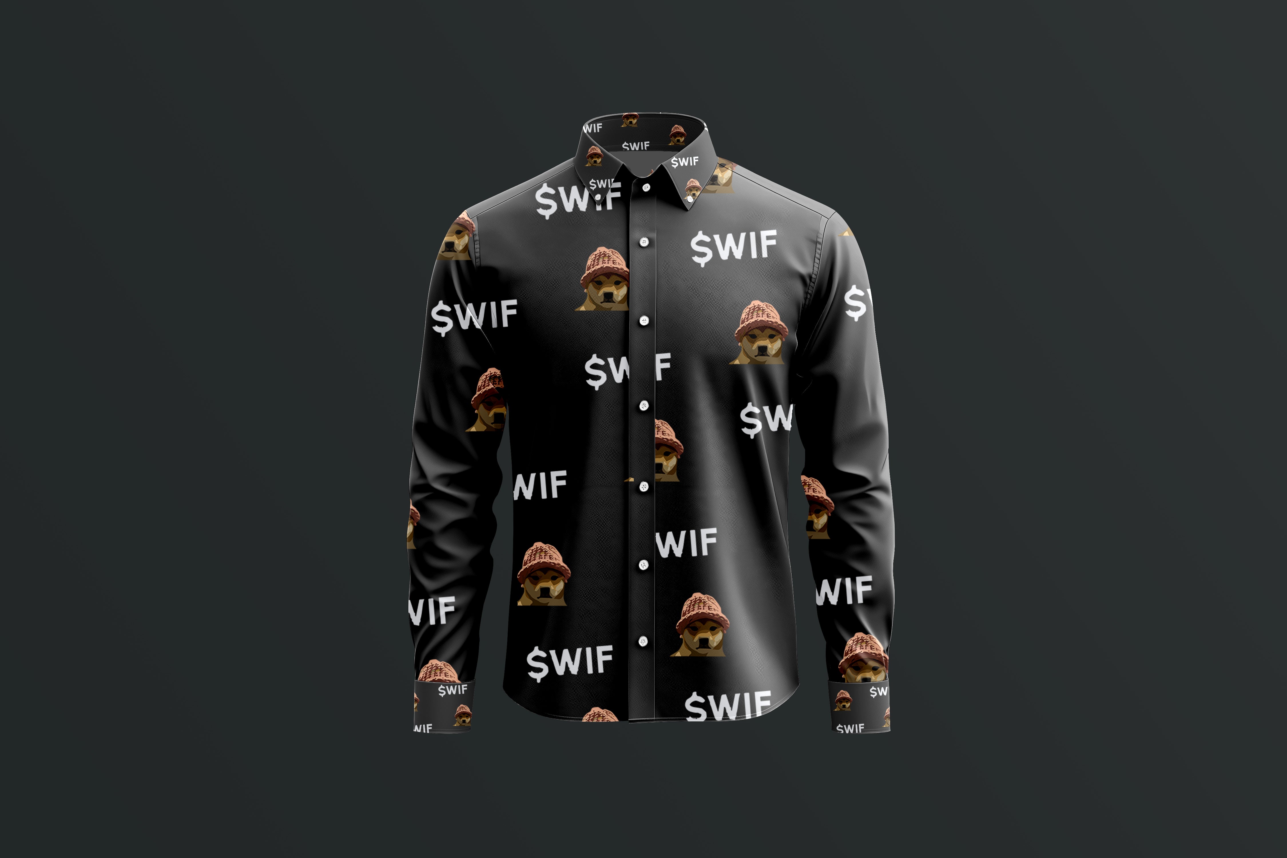 $WIF Dog With Hat Pattern Luxury Shirt