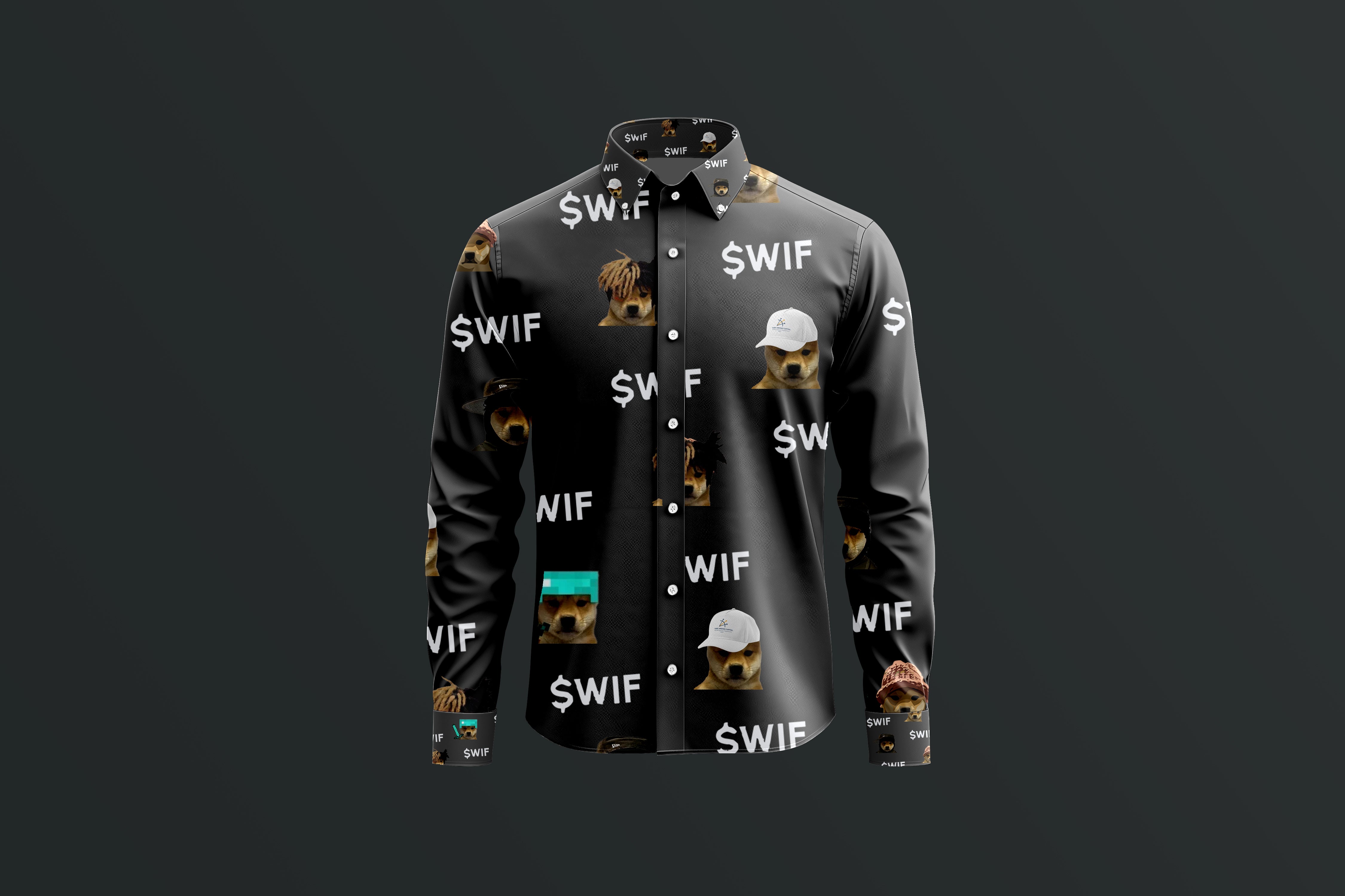 $WIF Dog With Hat Pattern Luxury Shirt